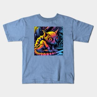 Alien Kitty Cat Lurks in the Shadows Kids T-Shirt